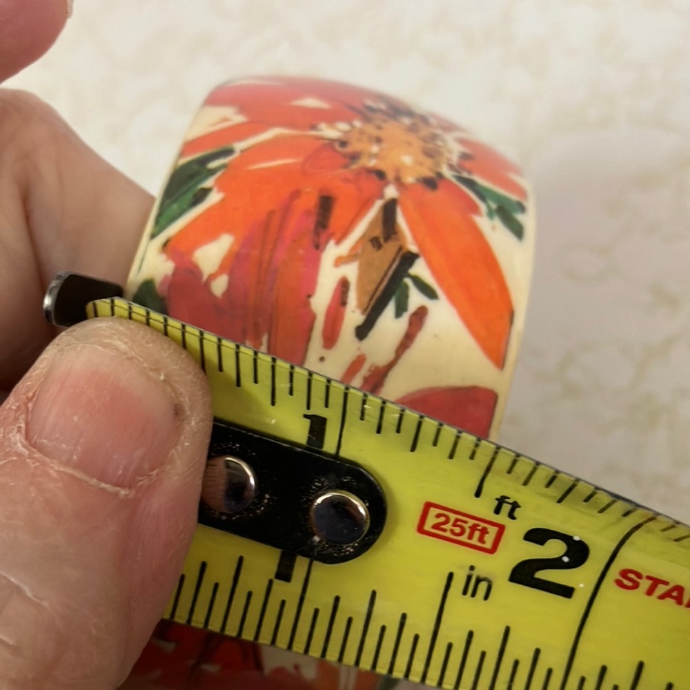 Floral Orange and Cream Bangle